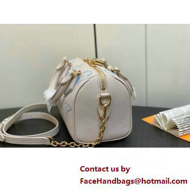 Louis Vuitton Monogram Empreinte leather Speedy Bandouliere 20 Bag M46397 creamy/Blue 2024