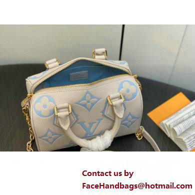 Louis Vuitton Monogram Empreinte leather Speedy Bandouliere 20 Bag M46397 creamy/Blue 2024