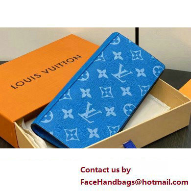 Louis Vuitton Taiga cowhide leather and Monogram canvas Brazza Wallet Blue 2024