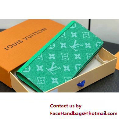 Louis Vuitton Taiga cowhide leather and Monogram canvas Brazza Wallet Green 2024