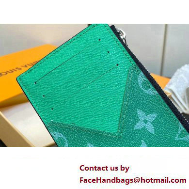 Louis Vuitton Taiga cowhide leather and Monogram canvas Coin Card Holder M83102 Green 2024