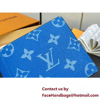 Louis Vuitton Taiga cowhide leather and Monogram canvas Multiple Wallet M30995 Blue 2024