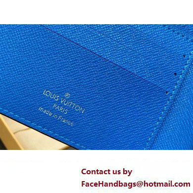 Louis Vuitton Taiga cowhide leather and Monogram canvas Multiple Wallet M30995 Blue 2024