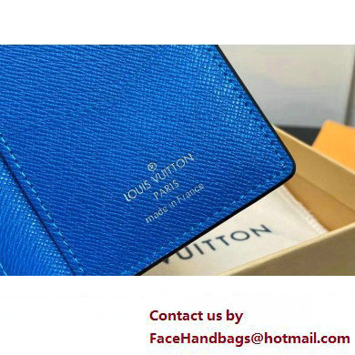 Louis Vuitton Taiga cowhide leather and Monogram canvas Pocket Organizer Wallet M83095 Blue 2024