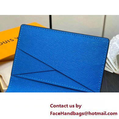 Louis Vuitton Taiga cowhide leather and Monogram canvas Pocket Organizer Wallet M83095 Blue 2024