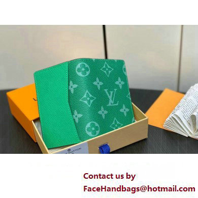 Louis Vuitton Taiga cowhide leather and Monogram canvas Pocket Organizer Wallet M83101 Green 2024