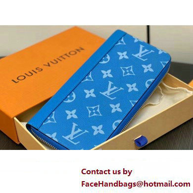 Louis Vuitton Taiga cowhide leather and Monogram canvas Zippy Vertical Wallet Blue 2024 - Click Image to Close