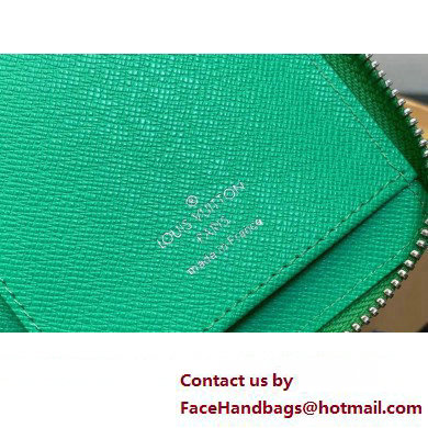 Louis Vuitton Taiga cowhide leather and Monogram canvas Zippy Vertical Wallet Green 2024