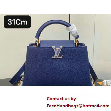 Louis Vuitton Taurillon leather Capucines MM Bag M23199 Blue 2024