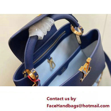 Louis Vuitton Taurillon leather Capucines MM Bag M23199 Blue 2024