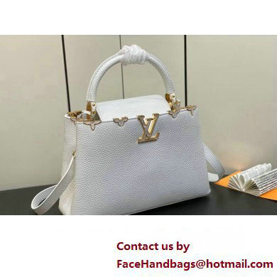 Louis Vuitton Taurillon leather Capucines MM Flower Crown Bag M54663 Creme Nacre 2023