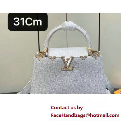 Louis Vuitton Taurillon leather Capucines MM Flower Crown Bag M54663 Creme Nacre 2023