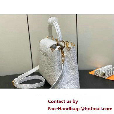 Louis Vuitton Taurillon leather Capucines MM Flower Crown Bag M54663 Creme Nacre 2023