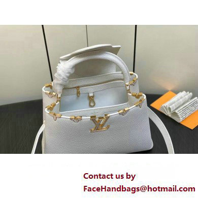 Louis Vuitton Taurillon leather Capucines MM Flower Crown Bag M54663 Creme Nacre 2023