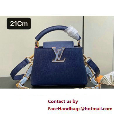 Louis Vuitton Taurillon leather Capucines Mini Bag M23363 Blue 2024