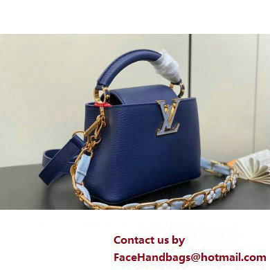 Louis Vuitton Taurillon leather Capucines Mini Bag M23363 Blue 2024