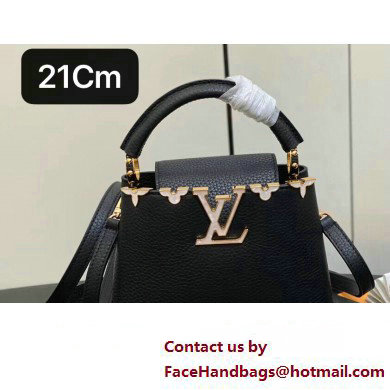 Louis Vuitton Taurillon leather Capucines Mini Flower Crown Bag M56669 Black 2023