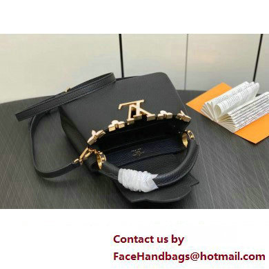 Louis Vuitton Taurillon leather Capucines Mini Flower Crown Bag M56669 Black 2023