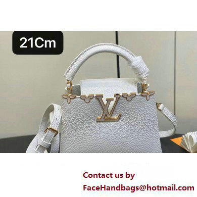 Louis Vuitton Taurillon leather Capucines Mini Flower Crown Bag M56669 Creme Nacre 2023