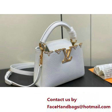 Louis Vuitton Taurillon leather Capucines Mini Flower Crown Bag M56669 Creme Nacre 2023