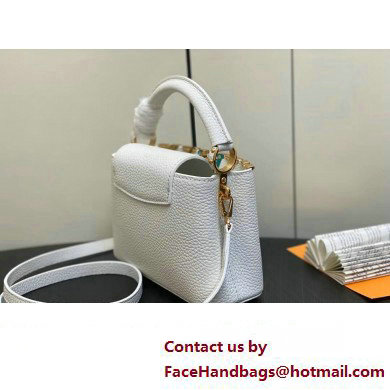 Louis Vuitton Taurillon leather Capucines Mini Flower Crown Bag M56669 Creme Nacre 2023