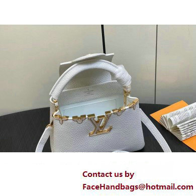 Louis Vuitton Taurillon leather Capucines Mini Flower Crown Bag M56669 Creme Nacre 2023