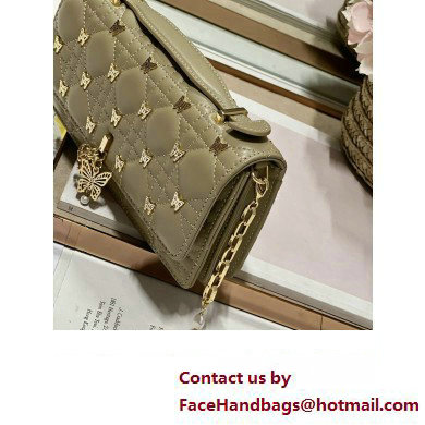 Miss Dior Mini Bag in Apricot Cannage Lambskin with Gold-Finish Butterfly Studs 2024