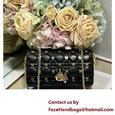 Miss Dior Mini Bag in Black Cannage Lambskin with Gold-Finish Butterfly Studs 2024