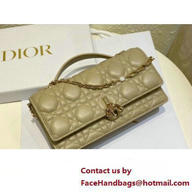 Miss Dior Mini Bag in Cannage Lambskin Apricot with Removable jewel chain 2024 - Click Image to Close