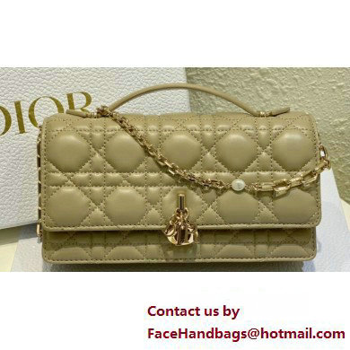 Miss Dior Mini Bag in Cannage Lambskin Apricot with Removable jewel chain 2024