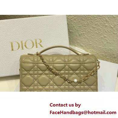 Miss Dior Mini Bag in Cannage Lambskin Apricot with Removable jewel chain 2024