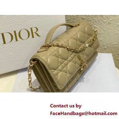 Miss Dior Mini Bag in Cannage Lambskin Apricot with Removable jewel chain 2024