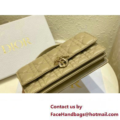 Miss Dior Mini Bag in Cannage Lambskin Apricot with Removable jewel chain 2024