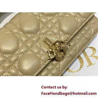 Miss Dior Mini Bag in Cannage Lambskin Apricot with Removable jewel chain 2024