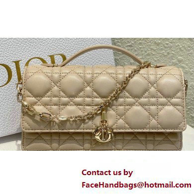 Miss Dior Mini Bag in Cannage Lambskin Beige with Removable jewel chain 2024