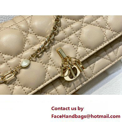 Miss Dior Mini Bag in Cannage Lambskin Beige with Removable jewel chain 2024