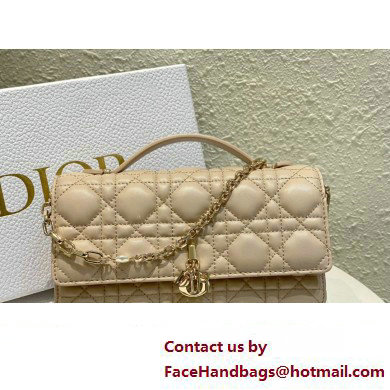 Miss Dior Mini Bag in Cannage Lambskin Beige with Removable jewel chain 2024