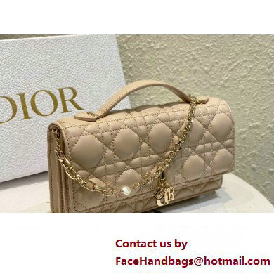 Miss Dior Mini Bag in Cannage Lambskin Beige with Removable jewel chain 2024