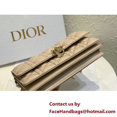 Miss Dior Mini Bag in Cannage Lambskin Beige with Removable jewel chain 2024