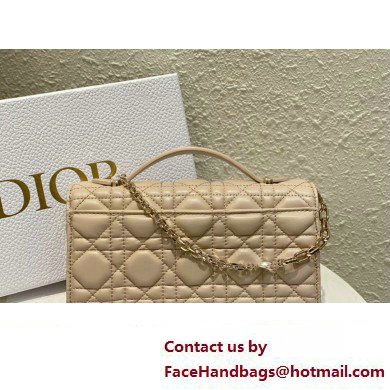 Miss Dior Mini Bag in Cannage Lambskin Beige with Removable jewel chain 2024