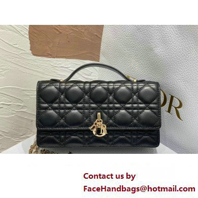 Miss Dior Mini Bag in Cannage Lambskin Black with Removable jewel chain 2024