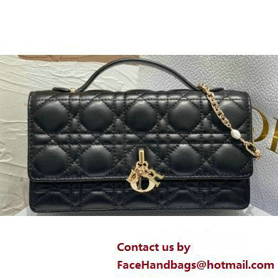 Miss Dior Mini Bag in Cannage Lambskin Black with Removable jewel chain 2024