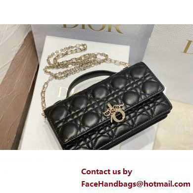 Miss Dior Mini Bag in Cannage Lambskin Black with Removable jewel chain 2024