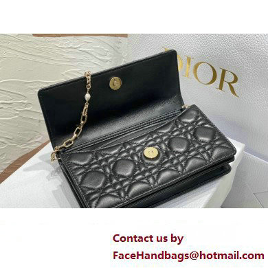 Miss Dior Mini Bag in Cannage Lambskin Black with Removable jewel chain 2024