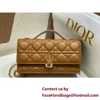 Miss Dior Mini Bag in Cannage Lambskin Brown with Removable jewel chain 2024