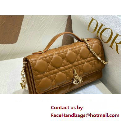 Miss Dior Mini Bag in Cannage Lambskin Brown with Removable jewel chain 2024