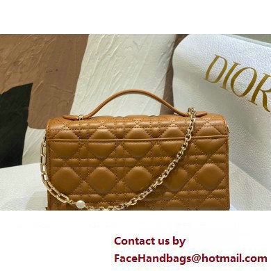 Miss Dior Mini Bag in Cannage Lambskin Brown with Removable jewel chain 2024