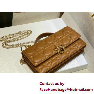 Miss Dior Mini Bag in Cannage Lambskin Brown with Removable jewel chain 2024