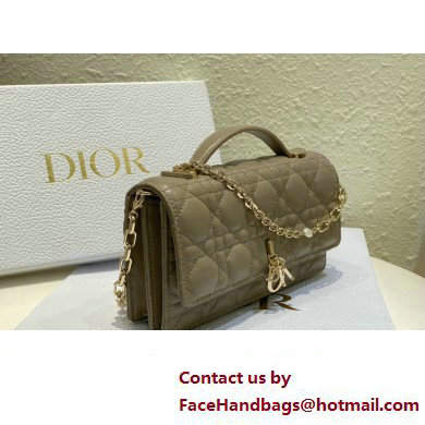 Miss Dior Mini Bag in Cannage Lambskin Camel with Removable jewel chain 2024