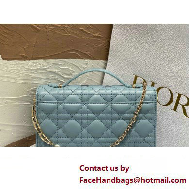 Miss Dior Mini Bag in Cannage Lambskin Cloud Blue with Removable jewel chain 2024